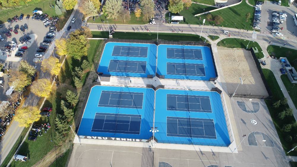 Outdoor Tennis Courts Drone View